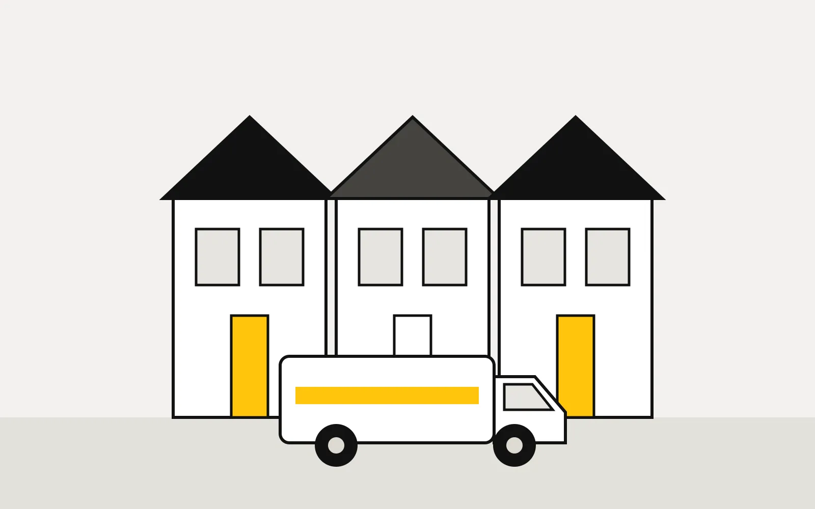Electrician’s van parked outside a row of north London houses