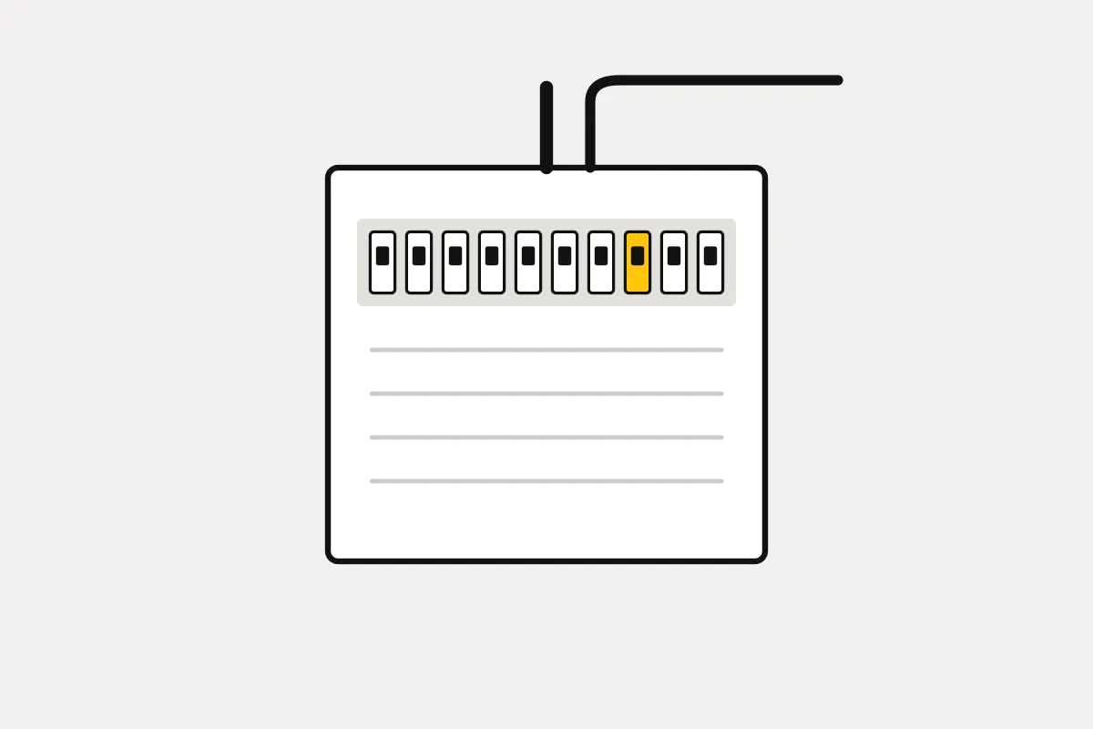 Modern consumer unit with a row of breakers
